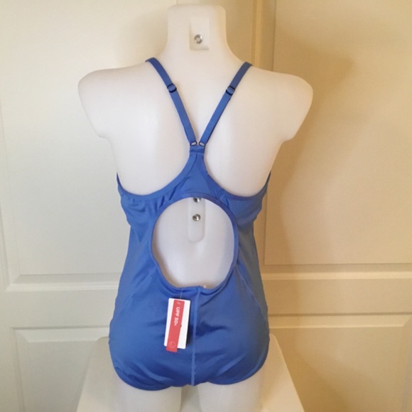 Women's Sky Blue Athletic Training One Piece Bathing Suit - Picture 6 of 9